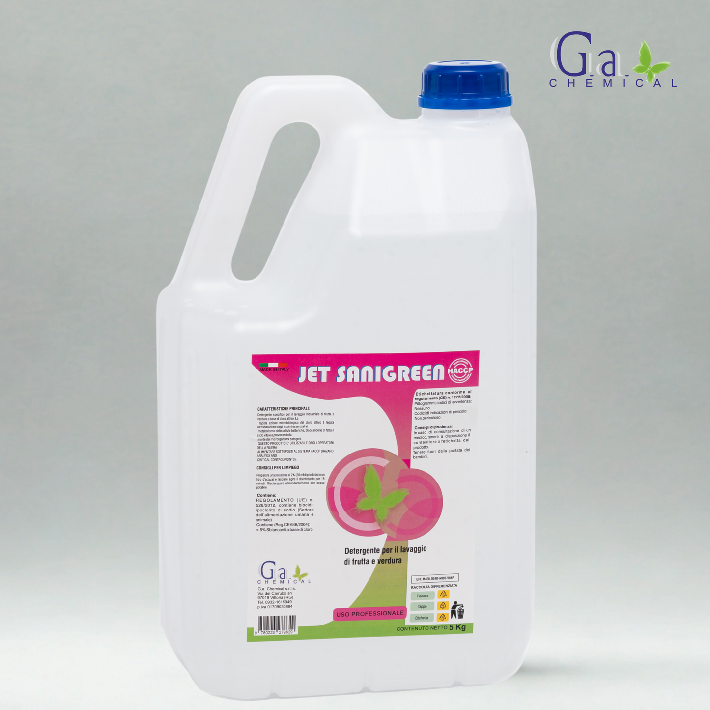 JET SANIGREEN - Detergente per il lavaggio di frutta e verdura - 5kg