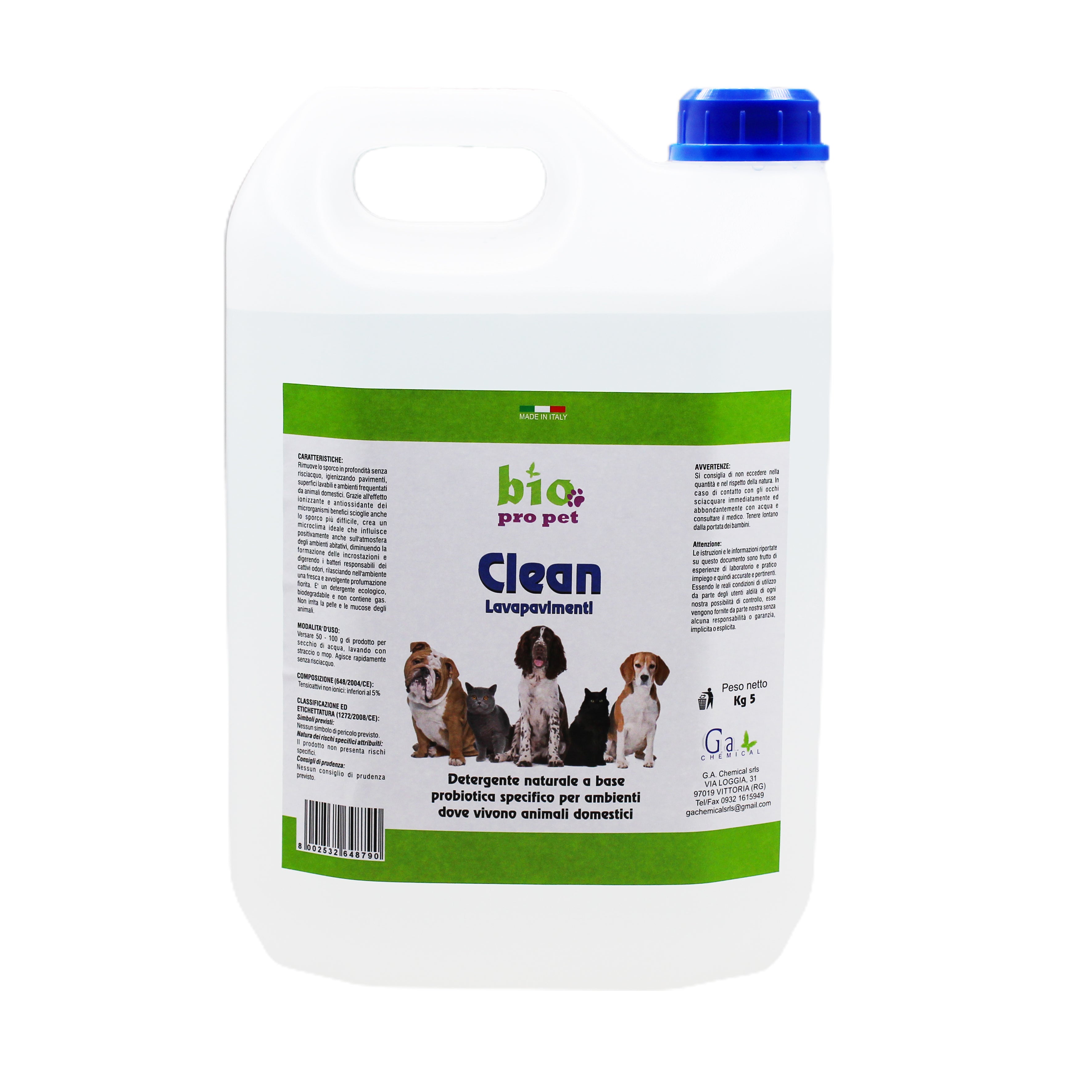 BIO Pro Pet Clean Lavapavimenti - 5 kg - Detergente naturale a base  probiotica per ambienti dove vivono animali domestici da 5 kg