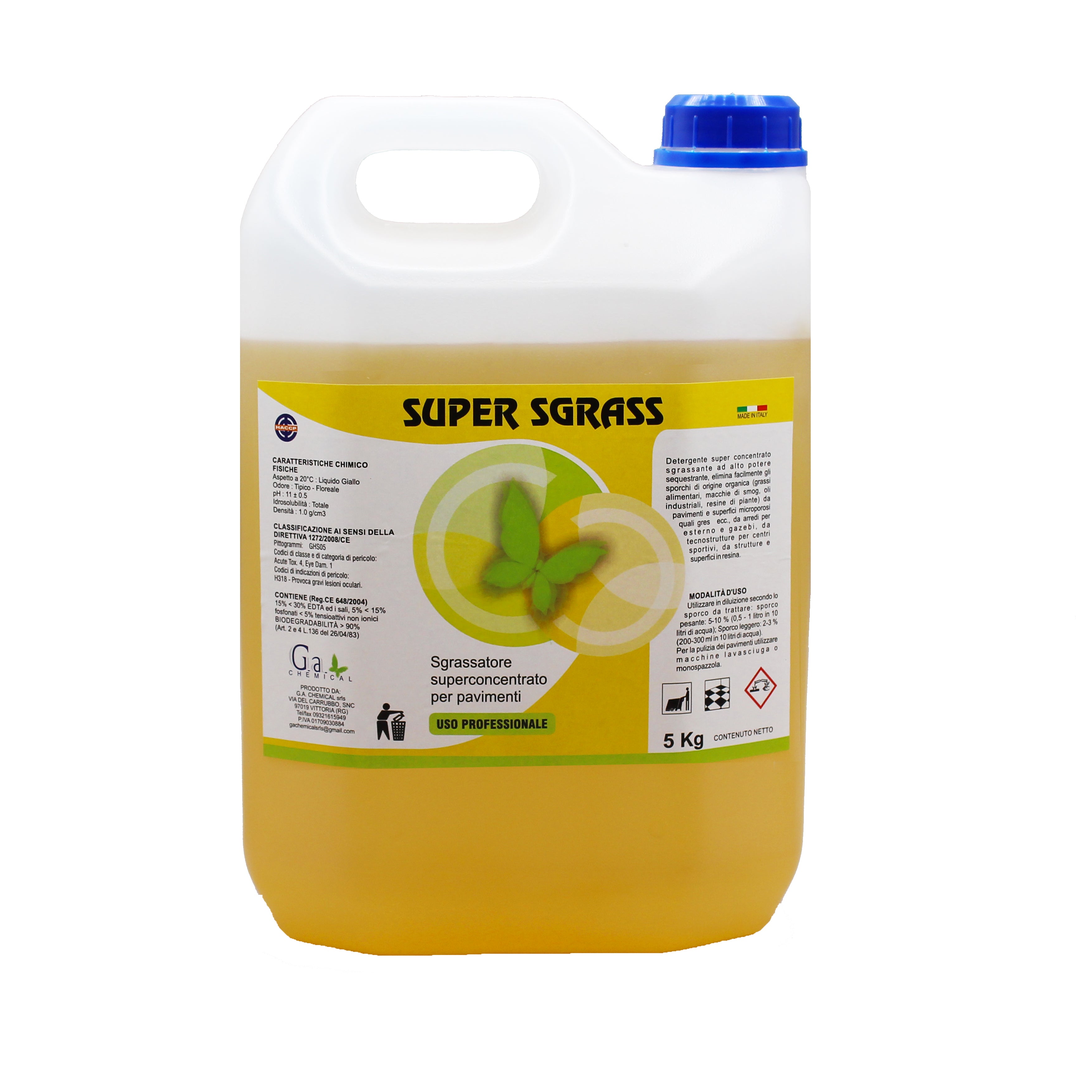 Super Sgrass - 5 kg Sgrassante superconcentrato per pavimenti, deterge –  G.a. Chemical