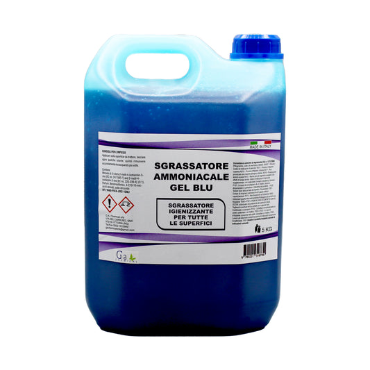 Sgrassatore ammoniacale gel blu - 5 kg - Sgrassatore ammoniacale professionale in forma gel ad azione igenizzante.